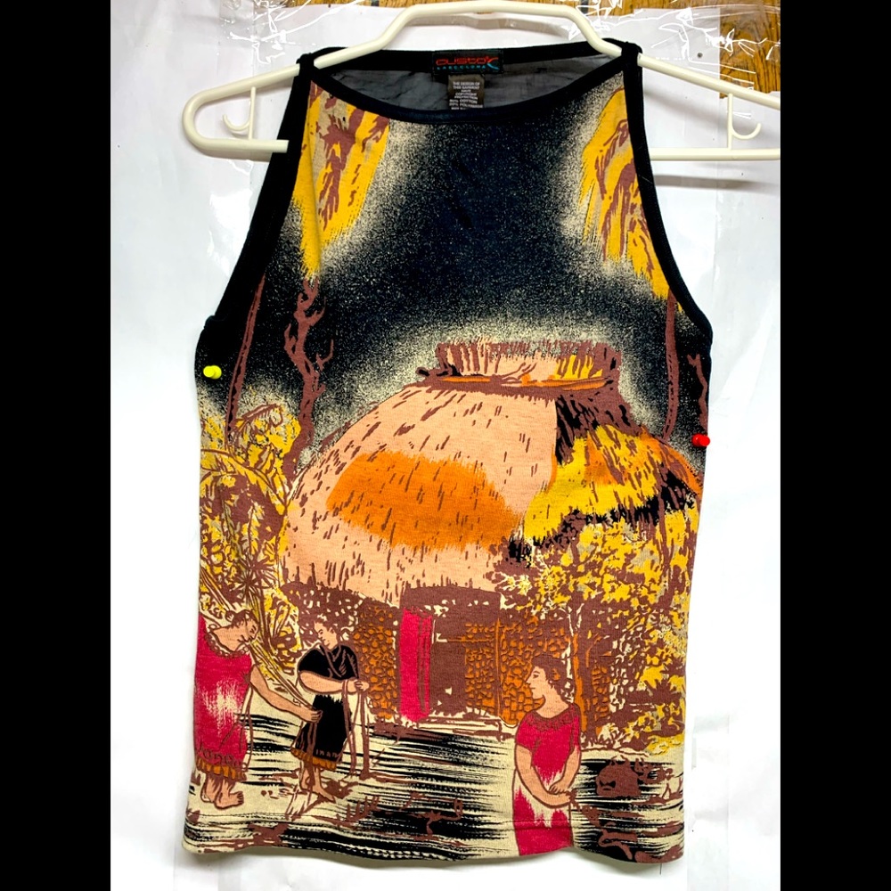 custo barcelona tank top artistic design size s